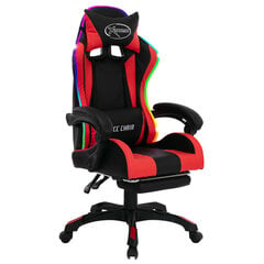 vidaXL datorspēļu krēsls ar LED gaismām, sarkans un melns, mākslīgā āda цена и информация | Офисные кресла | 220.lv