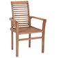 vidaXL ēdamistabas krēsli ar pelēkiem spilveniem, 2 gab., tīkkoks cena un informācija | Dārza krēsli | 220.lv