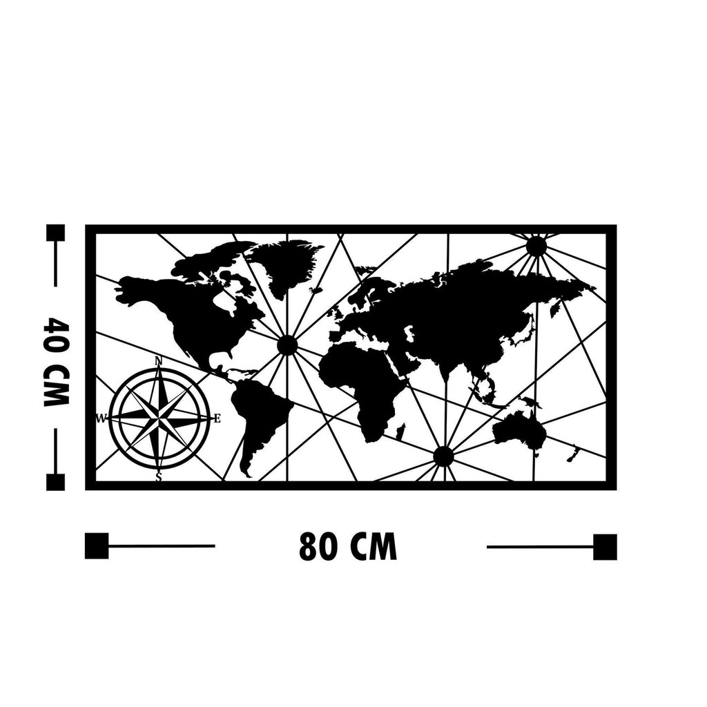 Metāla sienas dekorācija World Map cena un informācija | Interjera priekšmeti | 220.lv