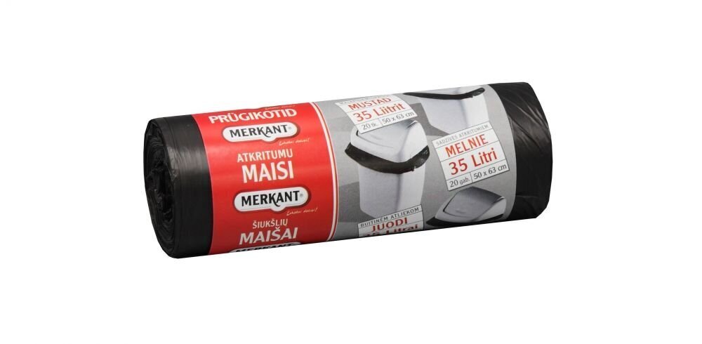 Atkritumu maisi Merkant 35 L melni 20 gab HD цена и информация | Miskastes maisi | 220.lv