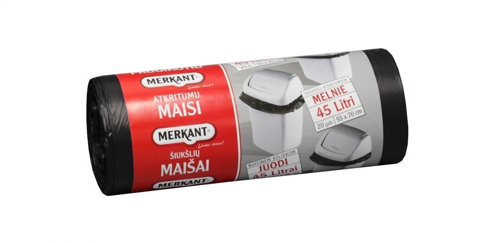 Atkritumu maisi Merkant 45 L melni 20 gab HD цена и информация | Miskastes maisi | 220.lv