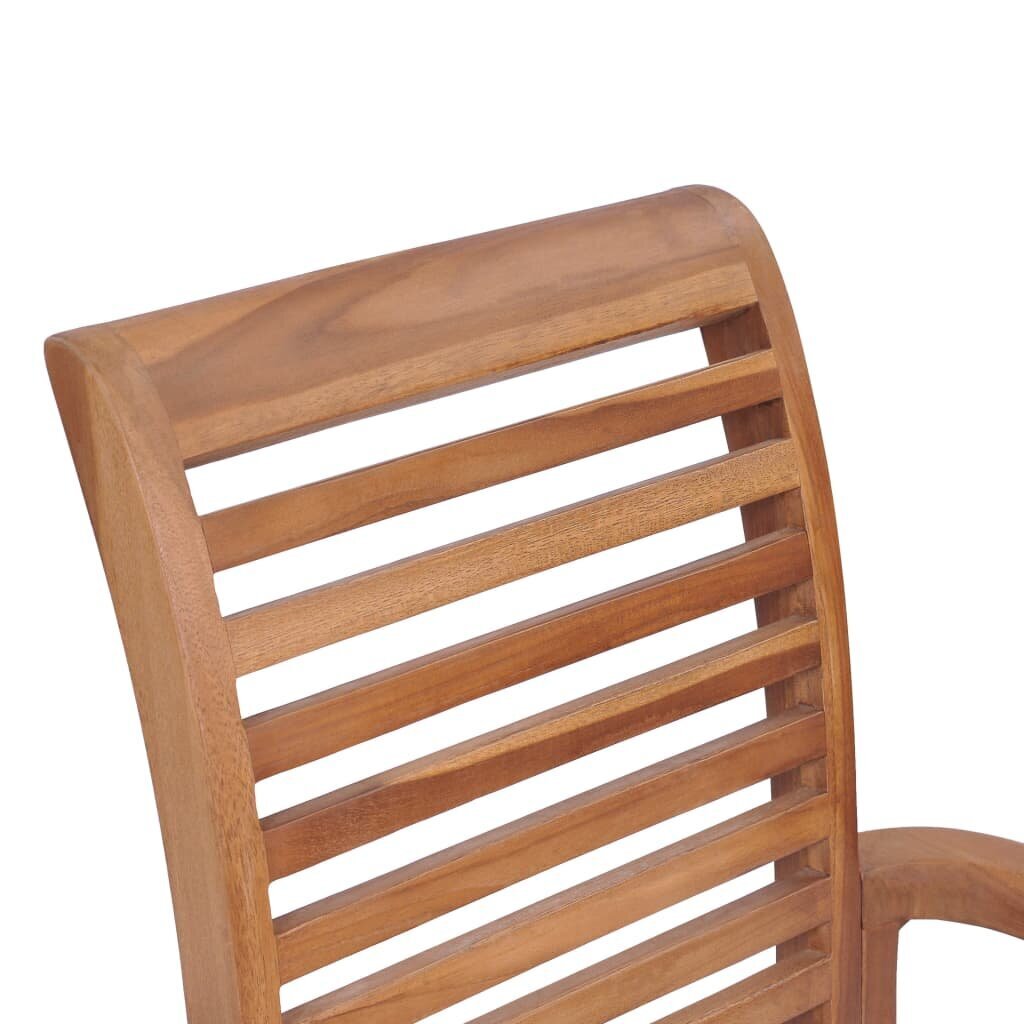 vidaXL ēdamistabas krēsli ar ziliem spilveniem, 4 gab., tīkkoks cena un informācija | Dārza krēsli | 220.lv