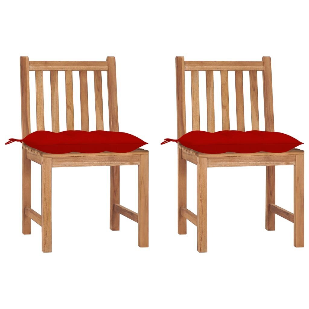 VidaXL dārza krēsli ar spilveniem, 2 gab., masīvs tīkkoks cena | 220.lv