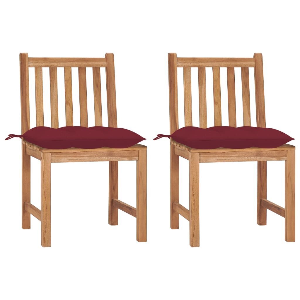 vidaXL dārza krēsli ar spilveniem, 2 gab., masīvs tīkkoks cena un informācija | Dārza krēsli | 220.lv