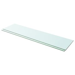 vidaXL stikla plauktu paneļi, 2 gab., 100x25 cm, caurspīdīgi cena un informācija | Plaukti | 220.lv