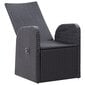 vidaXL atgāžami dārza krēsli, 2 gab., matrači, melna PE rotangpalma cena un informācija | Dārza krēsli | 220.lv