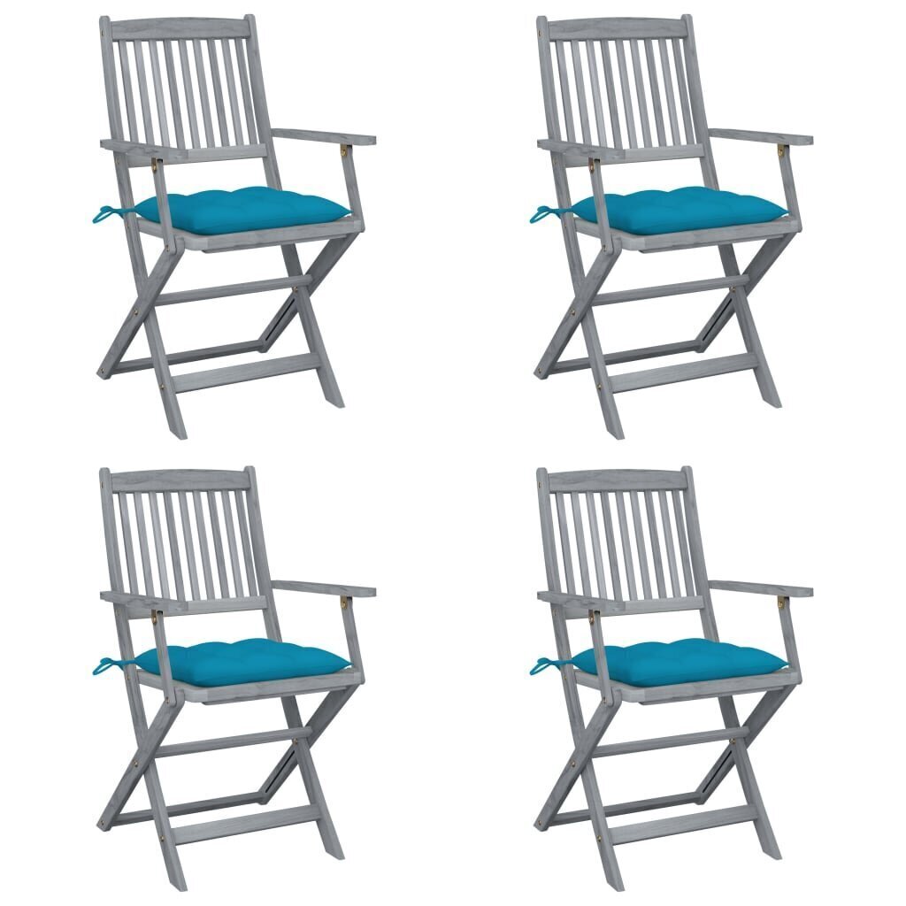 Saliekamie āra krēsli ar spilveniem, 4 gab., pelēki цена и информация | Dārza krēsli | 220.lv