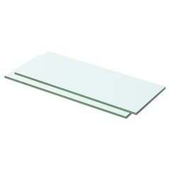 vidaXL stikla plauktu paneļi, 2 gab., 50x15 cm, caurspīdīgi цена и информация | Полки | 220.lv