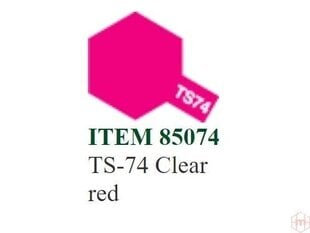 Аэрозольная краска Tamiya - TS-74 Clear red, 100 мл цена и информация | Принадлежности для рисования, лепки | 220.lv