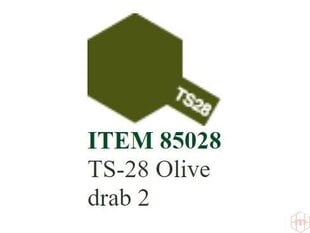 Аэрозольная краска Tamiya - TS-28 Olive drab 2, 100 мл цена и информация | Принадлежности для рисования, лепки | 220.lv
