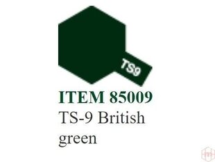 Аэрозольная краска Tamiya - TS-9 British green, 100 мл цена и информация | Принадлежности для рисования, лепки | 220.lv