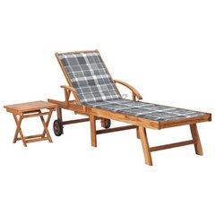 vidaXL sauļošanās zvilnis ar galdu un matraci, masīvs tīkkoks цена и информация | Шезлонги | 220.lv
