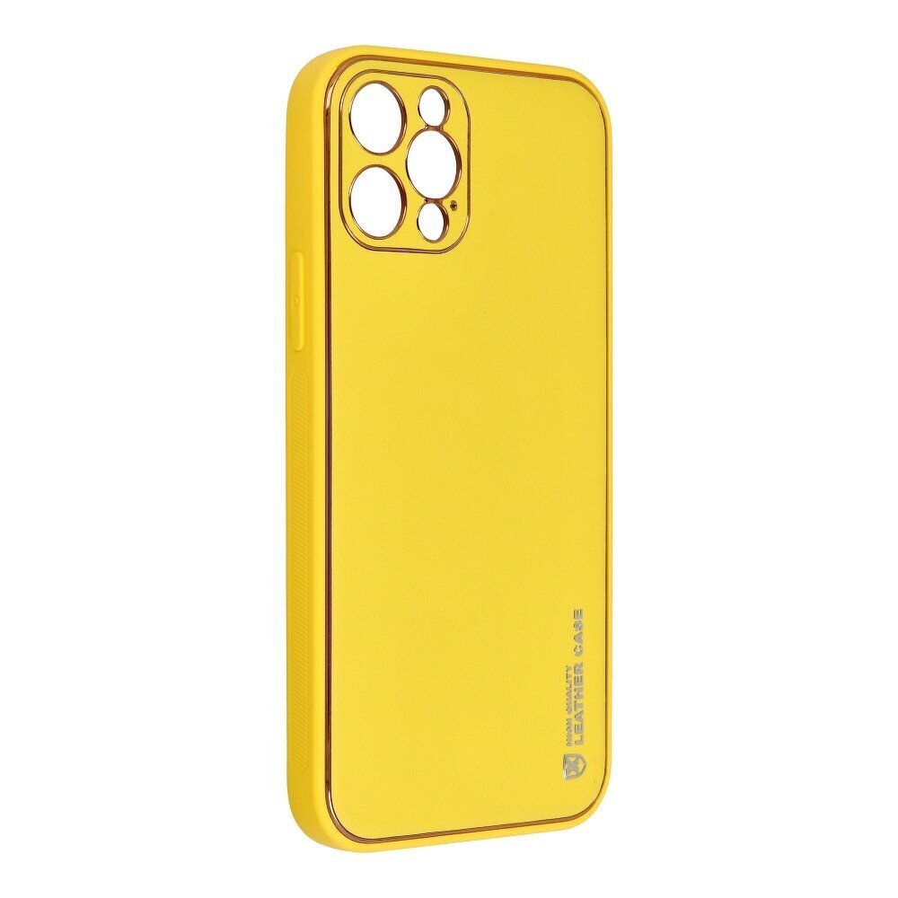 Telefona vāciņš Forcell LEATHER priekš iPhone 12 Pro, dzeltens цена и информация | Telefonu vāciņi, maciņi | 220.lv