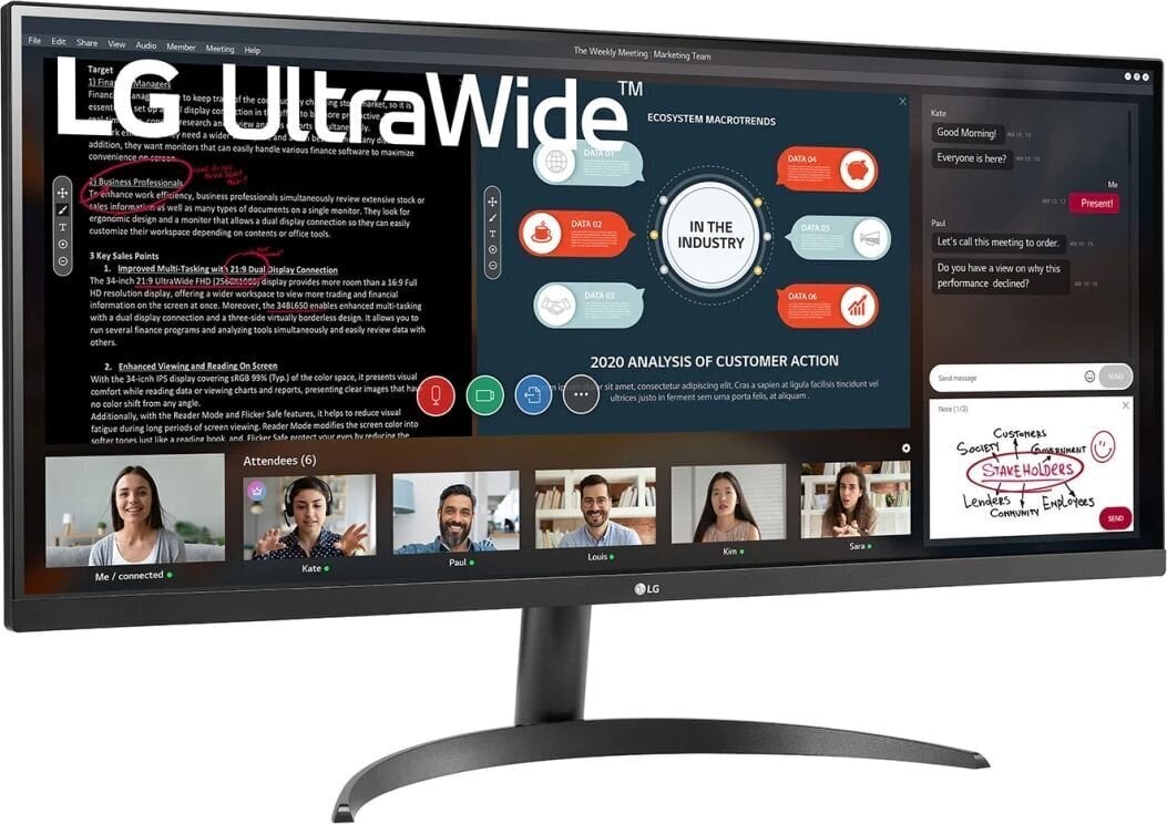 LCD Monitor|LG|34"|21 : 9|Panel IPS|2560x1080|21:9|75Hz|Matte|5 ms|34WP500-B цена и информация | Monitori | 220.lv