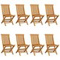 vidaXL dārza krēsli ar gaiši ziliem spilveniem, 8 gab., tīkkoks cena un informācija | Dārza krēsli | 220.lv