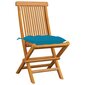 vidaXL dārza krēsli ar gaiši ziliem spilveniem, 8 gab., tīkkoks цена и информация | Dārza krēsli | 220.lv