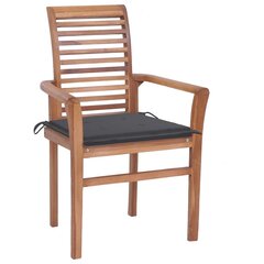 vidaXL ēdamistabas krēsli ar antracīta krāsas spilveniem, 6 gab., tīkkoks cena un informācija | Virtuves un ēdamistabas krēsli | 220.lv
