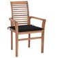 vidaXL ēdamistabas krēsli ar melniem spilveniem, 6 gab., tīkkoks cena un informācija | Virtuves un ēdamistabas krēsli | 220.lv