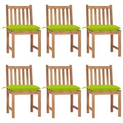 vidaXL dārza krēsli ar spilveniem, 6 gab., masīvs tīkkoks cena un informācija | Dārza krēsli | 220.lv