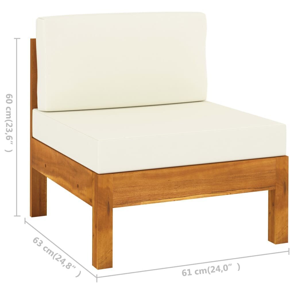 Vidējās dīvāna daļas ar krēmkrāsas spilveniem, 2 gab., brūnas cena un informācija | Dārza krēsli | 220.lv