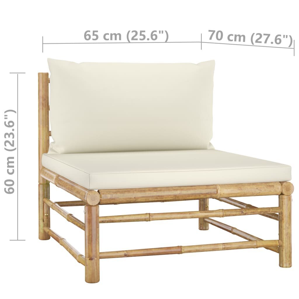 Dārza dīvāna vidusdaļa ar krēmkrāsas spilveniem, brūna cena un informācija | Dārza krēsli | 220.lv