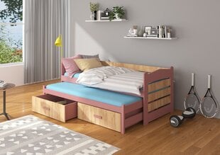 Кровать ADRK Furniture Tiarro 80x180 см, коричневая/розовая цена и информация | Детские кровати | 220.lv