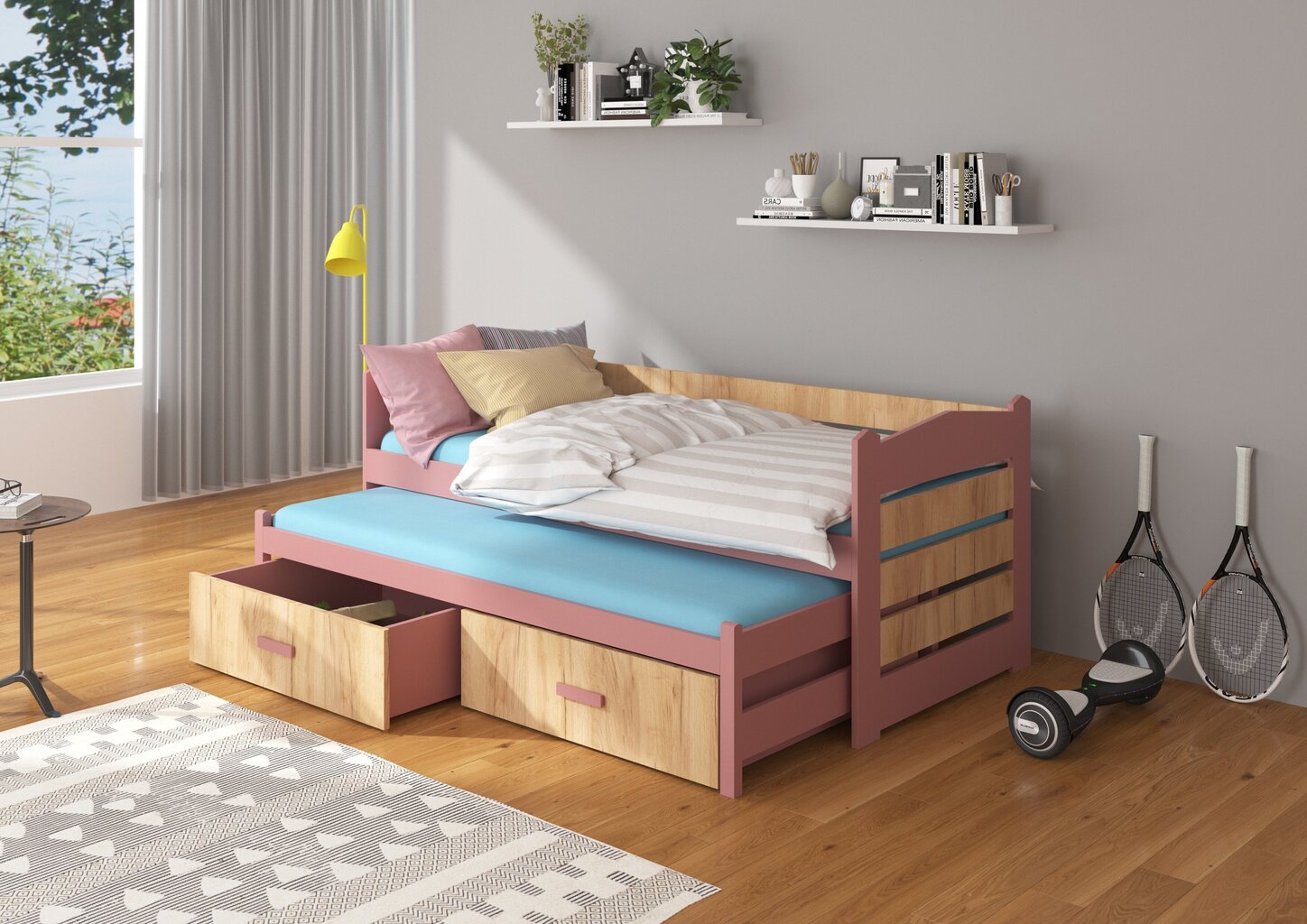 Gulta ADRK Furniture Tiarro 80x180 cm, brūna/rozā cena un informācija | Bērnu gultas | 220.lv