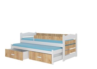 Gulta ADRK Furniture Tiarro 90x200 cm ar sānu aizsardzību, brūna/balta cena un informācija | Bērnu gultas | 220.lv