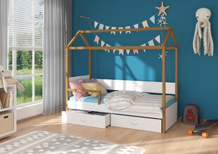 Кровать ADRK Furniture Otello 80x180 см с боковой защитой, белая/коричневая цена и информация | Детские кровати | 220.lv