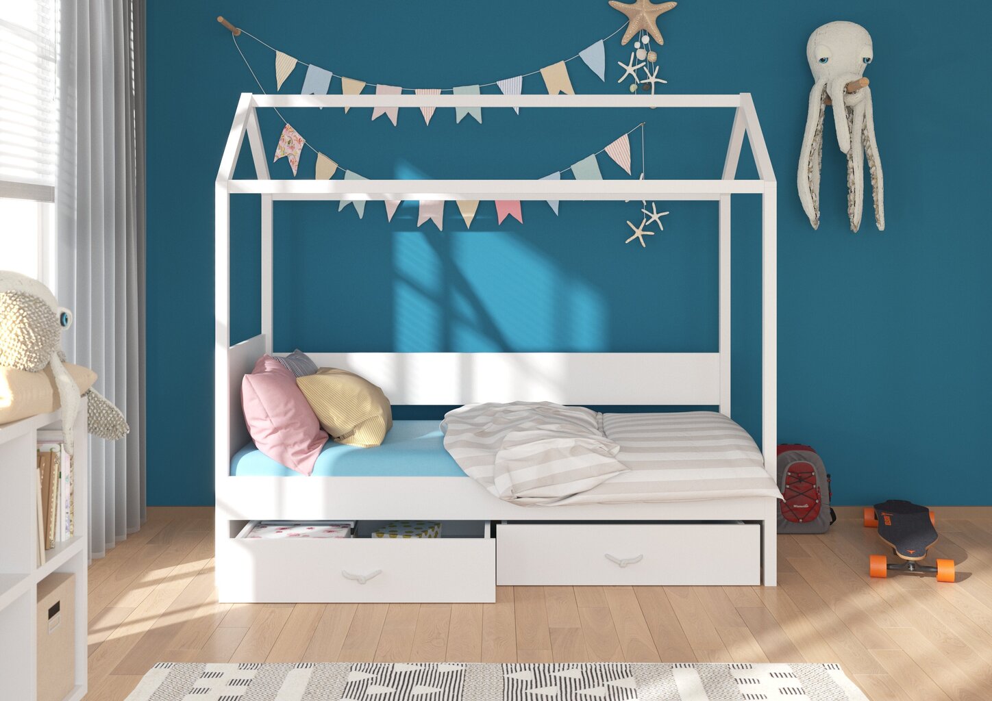 Gulta ADRK Furniture Otello 90x200 cm, balta/brūna cena un informācija | Bērnu gultas | 220.lv