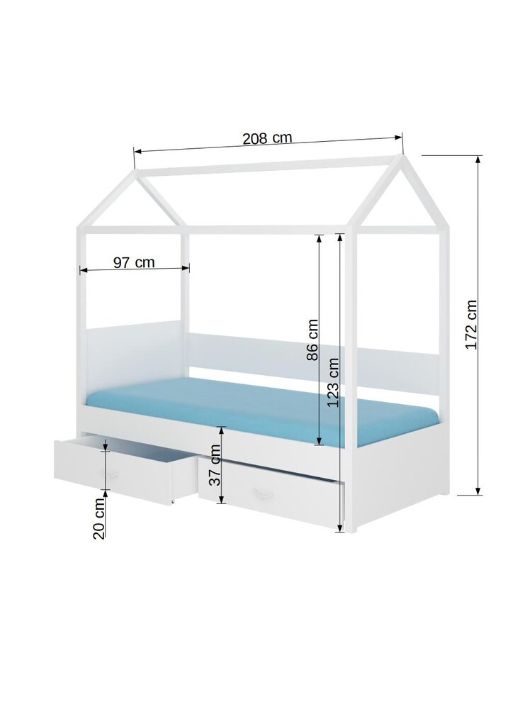 Gulta ADRK Furniture Otello 90x200 cm, balta/rozā cena un informācija | Bērnu gultas | 220.lv