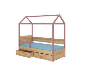 Кровать ADRK Furniture Otello 90x200 см, коричневая/розовая цена и информация | Детские кровати | 220.lv