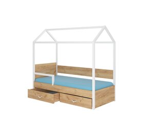 Кровать ADRK Furniture Otello 90x200 см с боковой защитой, коричневая/белая цена и информация | Детские кровати | 220.lv