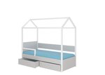 Gulta ADRK Furniture Otello 90x200 cm ar sānu aizsardzību, pelēka/balta