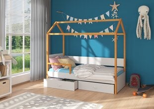 Кровать ADRK Furniture Otello 90x200 см с боковой защитой, серая/коричневая цена и информация | Детские кровати | 220.lv