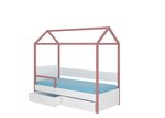 Gulta ADRK Furniture Otello 90x200 cm ar sānu aizsardzību, balta/rozā