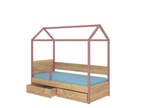 Кровать ADRK Furniture Otello, 90x200 см, с боковой защитой, коричневая/розовая цена и информация | Детские кровати | 220.lv