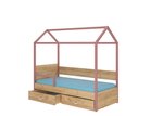 Кровать ADRK Furniture Otello, 90x200 см, с боковой защитой, коричневая/розовая