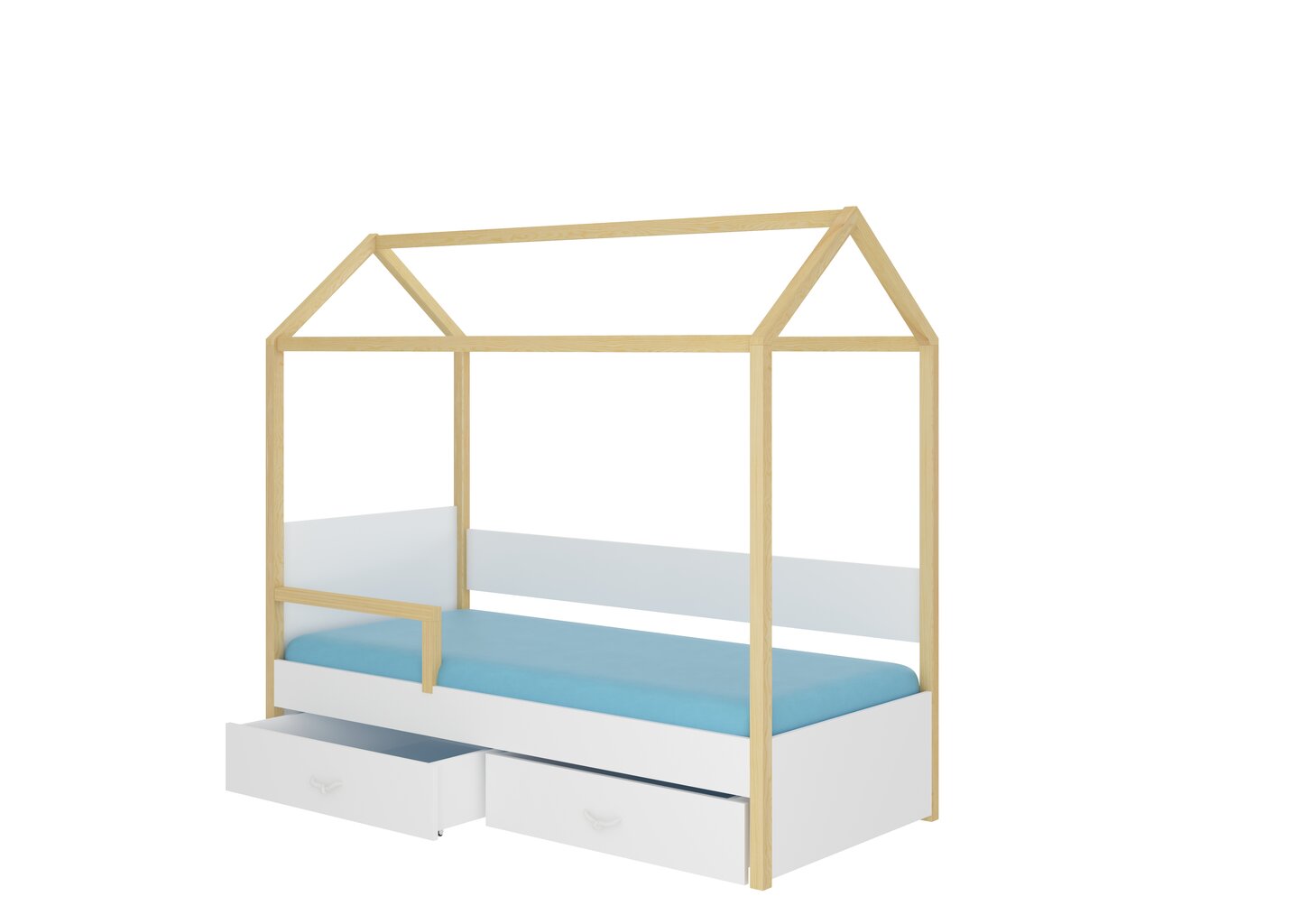 Gulta ADRK Furniture Otello 90x200 cm ar sānu aizsardzību, balta/gaiši brūna цена и информация | Bērnu gultas | 220.lv