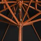 vidaXL saulessargs ar dubultu jumtu un koka kātu, melns, 270 cm cena un informācija | Saulessargi, markīzes un statīvi | 220.lv
