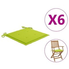 vidaXL dārza krēslu matrači, 6 gab., zaļi, 40x40x4 cm, audums cena un informācija | Krēslu paliktņi | 220.lv