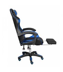 Spēļu krēsls ar kāju balstu melns/zils cena un informācija | Biroja krēsli | 220.lv