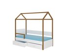 Кровать ADRK Furniture Otello 90x200 см с боковой защитой, белая/коричневая