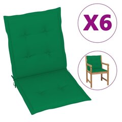 vidaXL dārza krēslu matrači, 6 gab., zaļi, 100x50x4 cm cena un informācija | Krēslu paliktņi | 220.lv