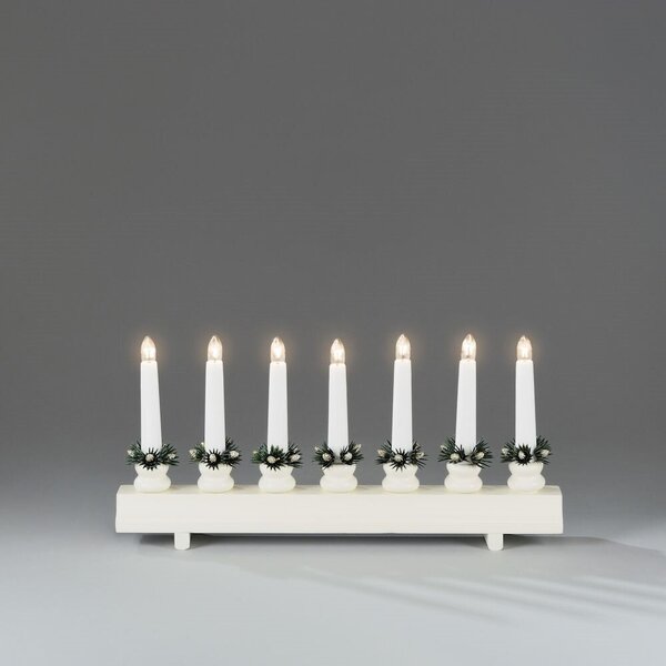 Konstmide lampiņu svečturis ar 7 gaismām, baltas lakas cena un informācija | Ziemassvētku dekorācijas | 220.lv