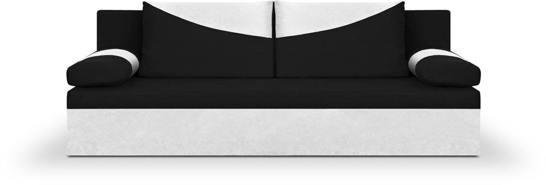 Trīsvietīgs dīvāns Bellezza Polo, melns/balts цена и информация | Dīvāni | 220.lv
