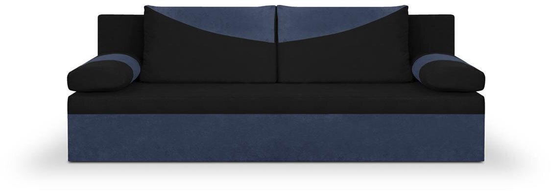 Trīsvietīgs dīvāns Bellezza Polo, melns/zils cena un informācija | Dīvāni | 220.lv