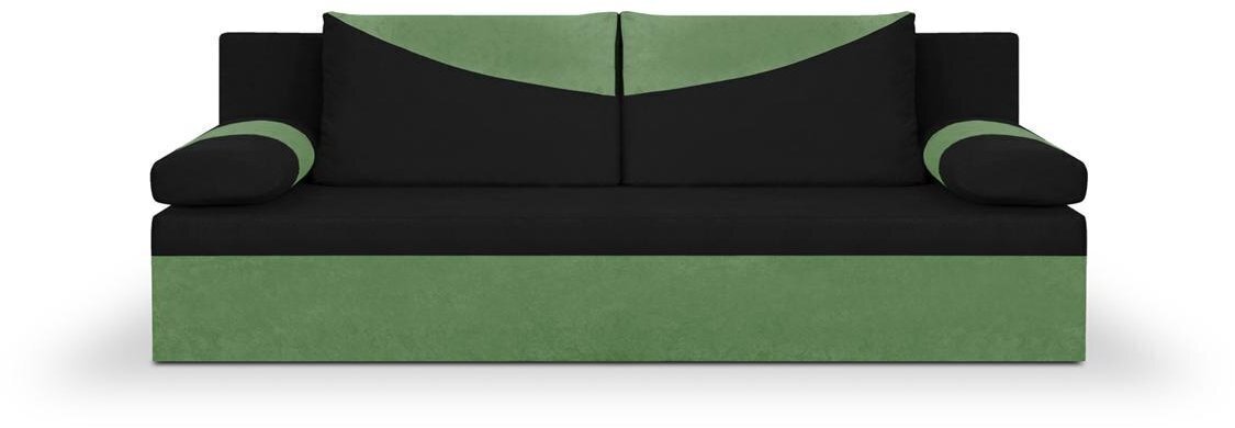 Trīsvietīgs dīvāns Bellezza Polo, melns/zaļš cena un informācija | Dīvāni | 220.lv