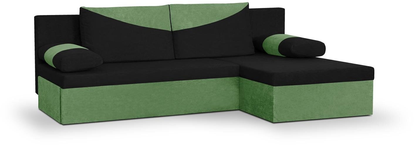 Universāls stūra dīvāns Bellezza Polo, melns/zaļš cena un informācija | Stūra dīvāni | 220.lv
