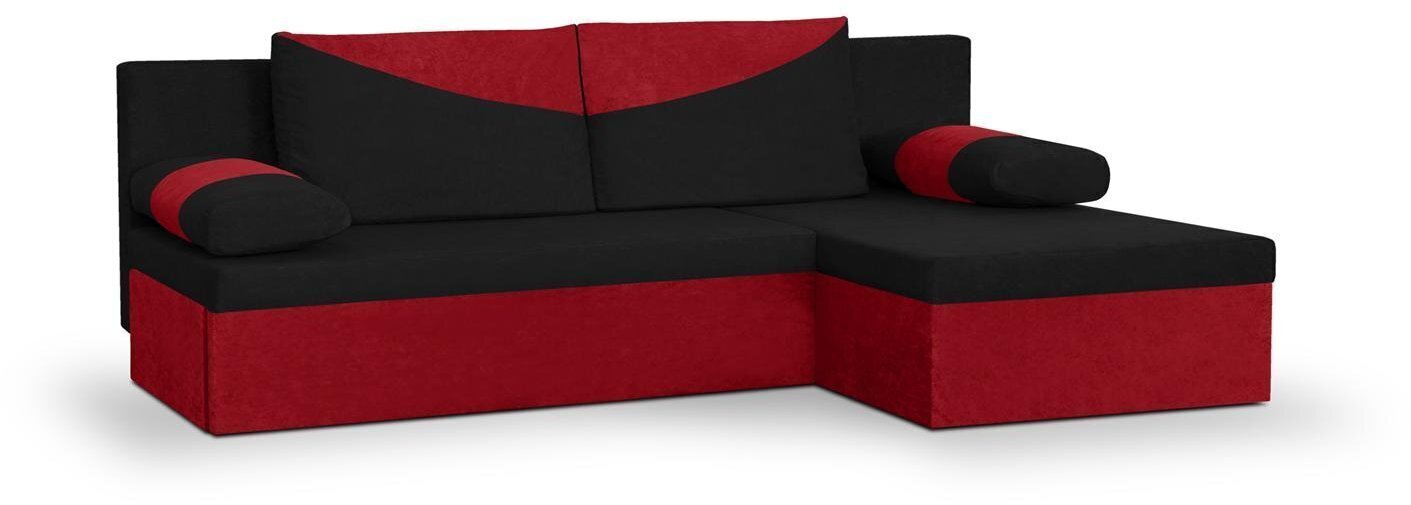 Universāls stūra dīvāns Bellezza Polo, melns/sarkans цена и информация | Stūra dīvāni | 220.lv
